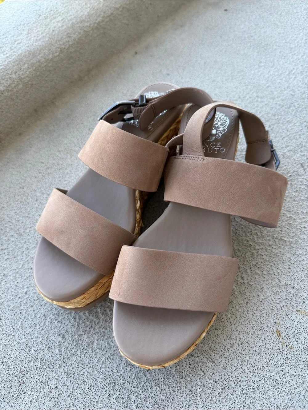 Vince Camuto Taupe Suede Espadrille Sandals